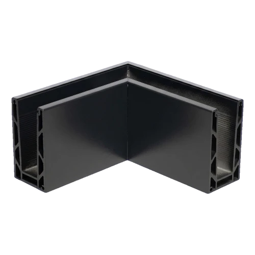 Kozza KE 100 – profilo U angolare interno 90° per balaustre interamente in vetro, grigio scuro 000-855 (1)