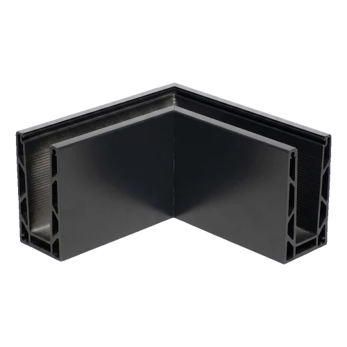 Kozza KE 100 – profilo U d'angolo esterno 90° per balaustre completamente vetrate, grigio scuro RAL 7021 000-858 (1)
