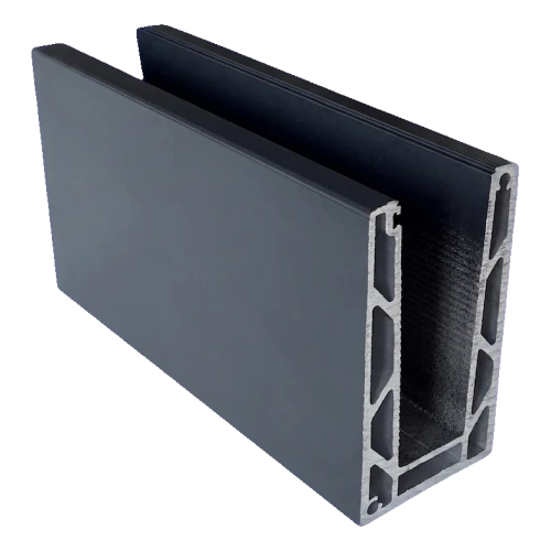 Kozza KE 100 – profilo a U per balaustre completamente in vetro 5000 mm grigio scuro 000-862 (1)
