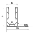 Kozza KE 105 – profilo in alluminio tipo L per balaustre completamente vetrate 5000 mm 000-871 (4)