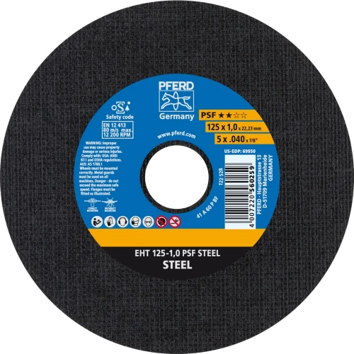 PFERD EHT 125-1,0 PSF Steel – disco da taglio per acciaio 125 x 1,0 mm 000-946 (1)