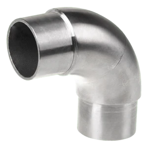 Gomito per balaustra morbido 90° incollato – acciaio inox AISI 304, tubo 42,4 mm, lucido