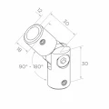 Postal – giunto articolato per balaustra 90°–180° per asta Ø 12 mm, AISI 304 satinato 001-146 (2)