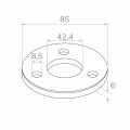 Base per palo di balaustra da saldare fi 85 mm – acciaio inox AISI 304 satinato, sistema 42,4 001-188 (2)