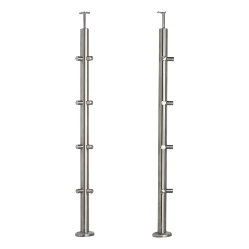PSG montante parapetto angolare in acciaio AISI 304 ø42,4 mm H1060 mm con supporti per tubi ø12 mm 001-206 (1)