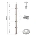 PSG montante parapetto angolare in acciaio AISI 304 ø42,4 mm H1060 mm con supporti per tubi ø12 mm 001-206 (2)