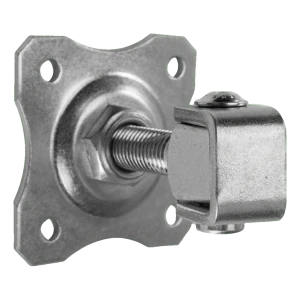 Cerniera regolabile per cancello con piastra decorativa M16 80×80 mm in acciaio zincato